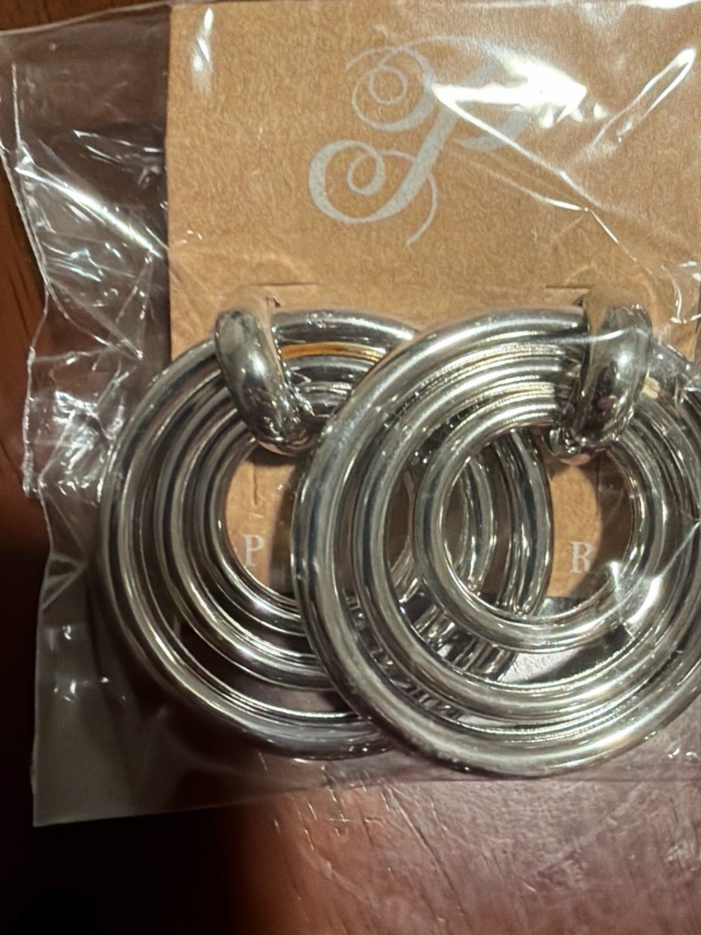 Silver Multi-Ring Hoop Drop Earrings - Unbranded
